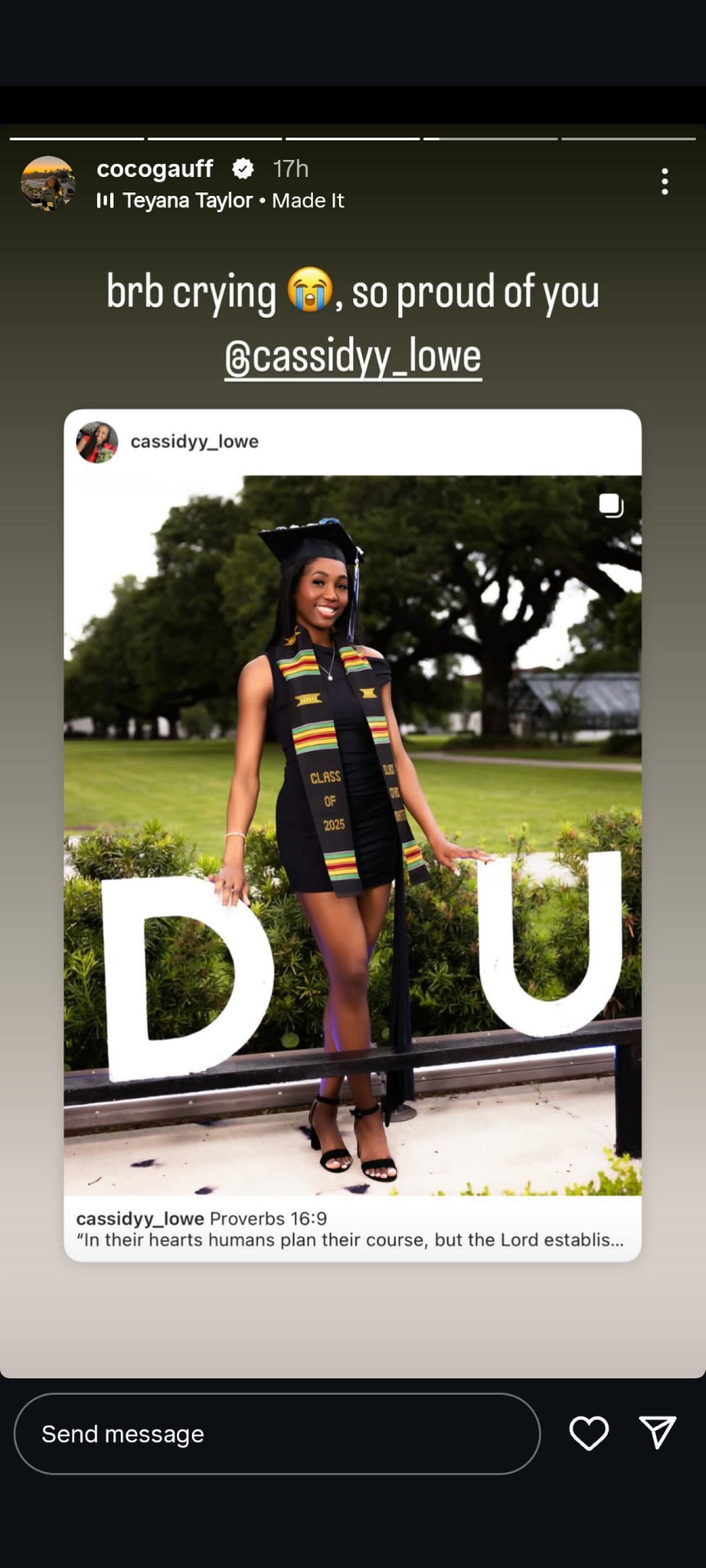Coco Gauff IG Story | Source: Coco Gauff Instagram/@cocogauff